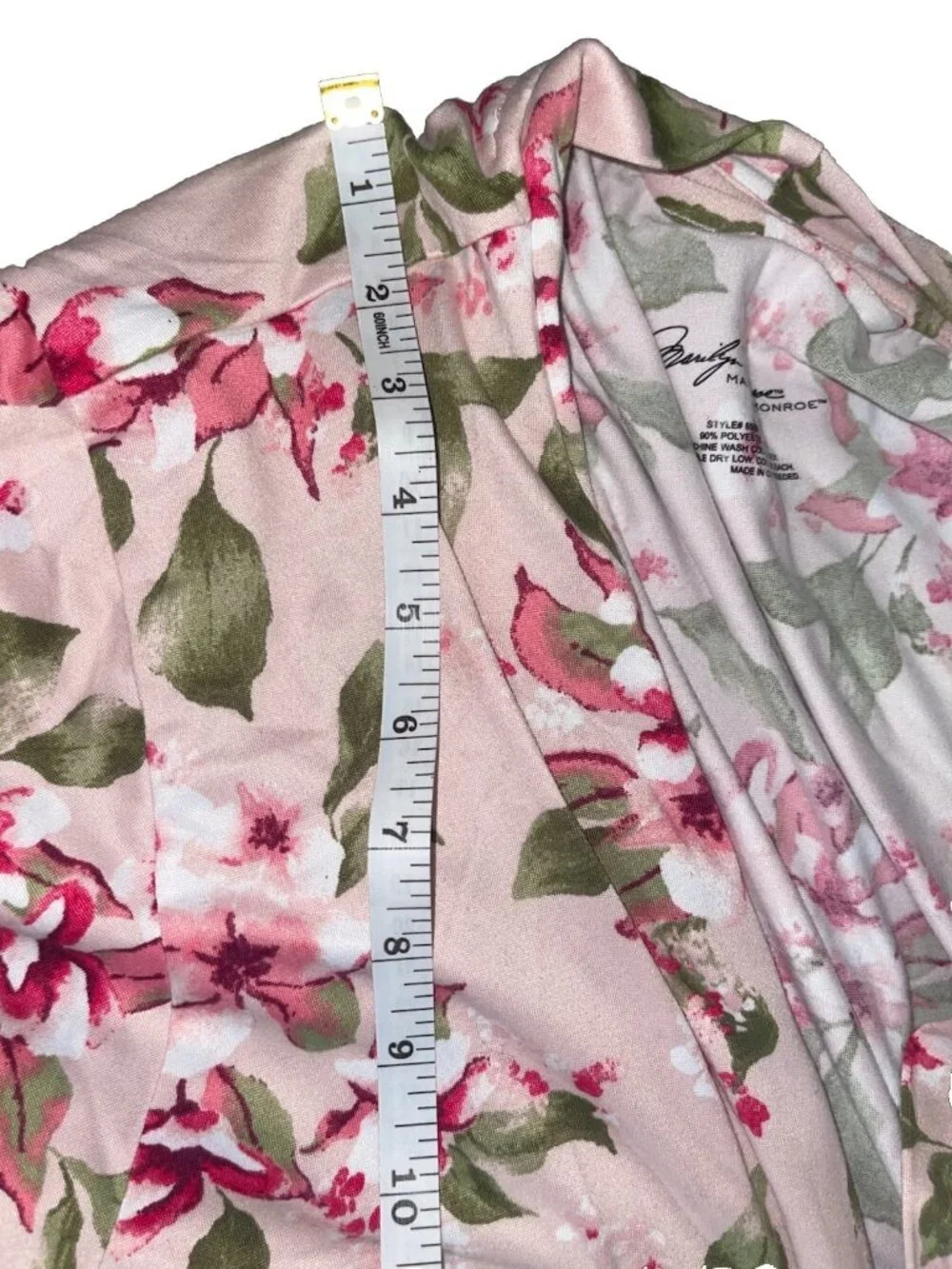 MARILYN MONROE Women's Size XL Pink Floral Dressing Gown Robe & Pajama Top Set
